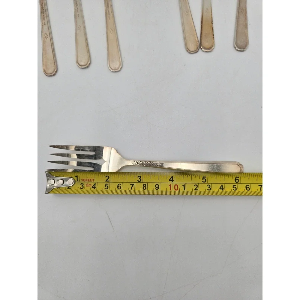 8 Simeon L & George H Rogers Co Silverplate Seafood Forks 1930s Carnival Pattern